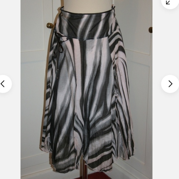 Vintage Y2K GIL BRET Midi SKIRT Silk Cotton lined Abstract/animal print Flowy 10 - Picture 1 of 16